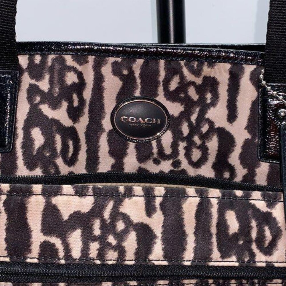 COACH w/ COA Gateway Ocelot Print Nylon Diaper Bag Large Tote - Picture 4 of 13